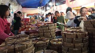 Qidian Village Market in Kunming, Yunnan, China, various scenes of the old street market