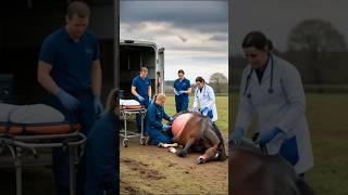 Pregnant Horse Collapses in Field! Vet Team Races to Save Its Life #shorts