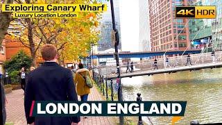 Exploring Canary Wharf, London England - A Stunning Walking Tour, London Walking Tour [4K HDR]