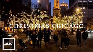 Chicago Christmas Lights and Displays 2024  Walking Tour | 4K HDR