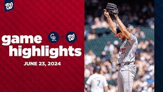 Nationals vs. Rockies Game Highlights (6/23/24) | MLB Highlights