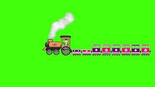 Train With Steam Man Waving Green Screen