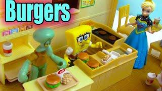 Calico Critters Burger Fries Cafe Playset Queen Elsa Frozen Spongebob Fast Food Review [RE-UPLOAD]