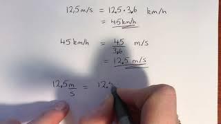 Change units meters per second to km per hour 1m/s=3.6km/h
