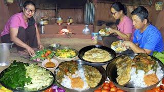 Wow Village Kitchen Recipe: Chayote Leaves & Potato mix Curry and Egg Omelette with Rice