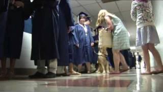 An assistance dog helps a high school student integrate with her peers