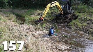 Beaver Dam Removal With Excavator No.157 - Filling A Hole In The Stream Bank