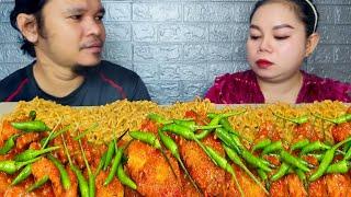 Kocak makan ⁉️mie gaga nuget pedas kulit ayam krispy plus cabe rawit Mukbang