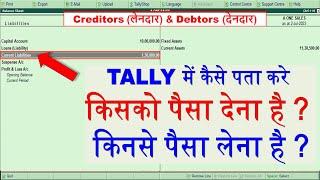 creditors and debtors in tally | debtors and creditors | how to check debtors and creditors