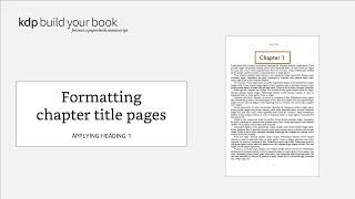 Formatting chapter title pages: Applying Heading 1