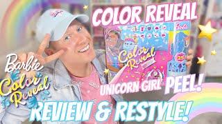 Barbie Color Reveal Peel!  Unicorn Girl | Review & Restyle!