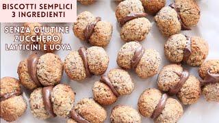 BISCOTTI MAGICI solo 3 ingredienti SENZA GLUTINE SENZA BURRO e UOVA SENZA ZUCCHERO  | Baci di dama