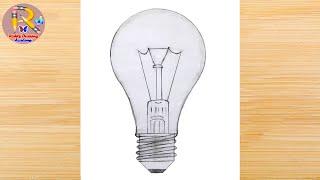 How to draw an Electric bulb step by step | Draw a labeled diagram of Electric bulb for beginners |