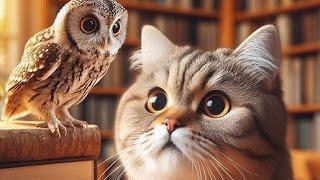 what happened  when cats see an owl?