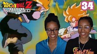 GOKU MEETS TRUNKS | Dragon Ball Z: Abridged Episode 34 | Reaction **we never watched DBZ**