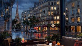 Paris Coffee Shop Immersive Ambience / Rain and Distant Thunder Sounds for Study and Relaxation