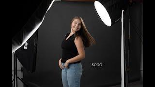 Senior Photo in Studio, three lights, OCF, Off Camera Flash, PortraitPro, Photoshop, hair light