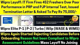 Wipro Terminated 452 Employees During Training Fail in PRP PJP Exam Rejection Mail Before Onboarding