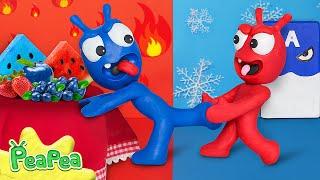 Pea Pea and Hot Vs Cold Room Challenge | Kids Cartoon - PeaPea