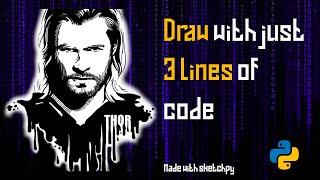 Draw Thor with just 3 lines of code using sketchpy without tracing | Python | Code Hub