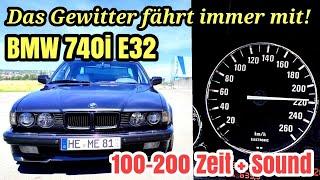 BMW E32 740i - das Gewitter fährt mit! 100-200 Zeit + Sound | Youngtimer 2024