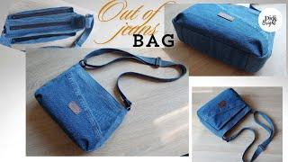 Jeans Bag Sewing tutorial. DIY Denim Crossbody Bag. How to make a bag out of old jeans.