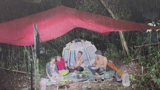 camping hujan deras mendirikan tenda di sarang harimau lari sampai terbirit-birit