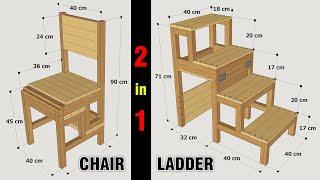 HOW TO MAKE A FOLDING LADDER CHAIR - DETAILED - STEP BY STEP