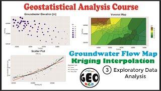 Kriging Interpolation.  Data Analysis.  Groundwater Flow.  QGIS, Rstudio and ArcMAp. #3.