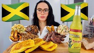 DEVOURING JAMAICAN FOOD   OXTAILS, JERK CHICKEN, BEEF PATTY, PLANTAIN MUKBANG (my first time) 