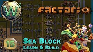 Factorio Sea Block Learn & Build - Adv. Mechanical Refining & Manganese - Let's Play - Episode 15