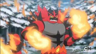 Ash's Incineroar uses Darkest Lariat and Fire blast English Dubbed