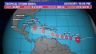 Tracking Tropical Storm Beryl: Storm in Atlantic expected to strengthen