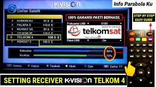 Setting Receiver K Vision Telkom 4 Cband || Siaran Telkom 4 Terbaru