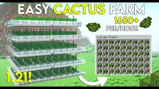 Minecraft  EASIEST Cactus Farm - 1650+ Per Hour - 1.21+