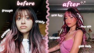 GLOW UP GONE WRONG *kinda* pink hair, dream nails, tattoo, makeover 