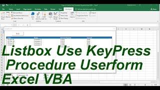 Listbox Use KeyPress procedure Userform Excel VBA