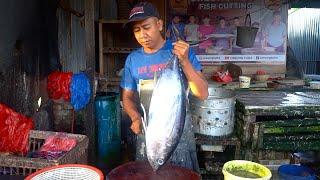 FISH MARKET INDONESIA|| TECHNIQUES TUNA FISH CUTTING SKILLS FOR RESTAURANT