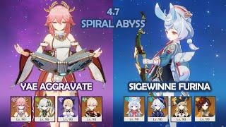 Yae Aggravate & Sigewinne Furina - 4.7 Spiral Abyss - Genshin Impact