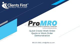 ProMRO Quick Create