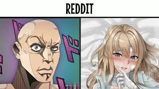 anime vs reddit ( the rock reaction meme )