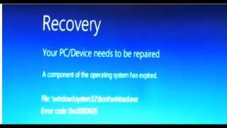 Error Windows 10 Preview (Your PC/Device needs to be repaired) (0xc0000605)
