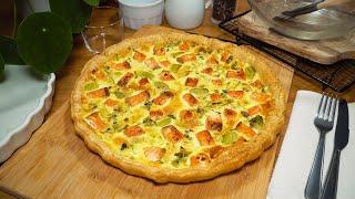 Salmon and leek quiche, easy and delicious 