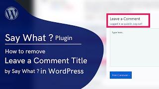 How to remove Post comment title by "Say What?" Plugin in WordPress ?