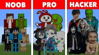 NOOB VS PRO VS HACKER Minecraft Pixel artJJ＆Makey ＆ Anonymous ＆ Mr.Bean