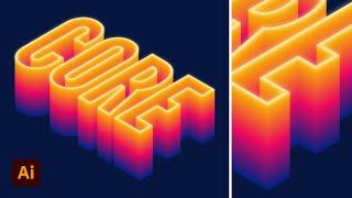 Colourful 3D Isometric Text Effect Illustrator Tutorial