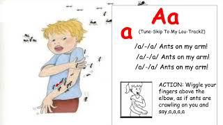 JOLLY PHONICS- LETTER Aa SONG -Repeated 3x to easily memorise the song and action.