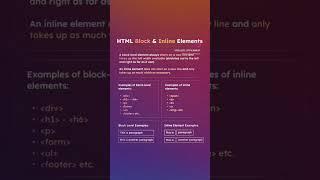 HTML BLOCK & INLINE ELEMENTS. #basicprograms #htmltags #html  #htmlcoding #codingislife #codingfun