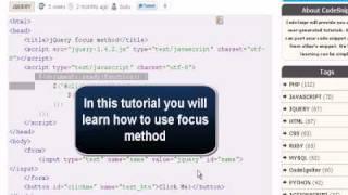 JQUERY Tutorial : jQuery focus method