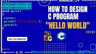 Create First C Program (Hello World) in turbo c++ || Tech Coded